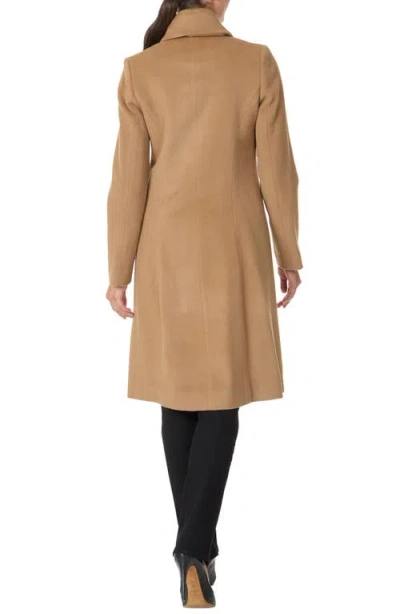 Sofia Cashmere Round Collar Wool & Cashmere Blend Coat In Brown
