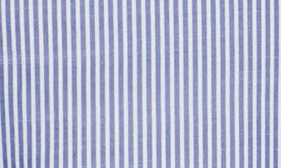 Max Studio Stripe Ruffle Front Button-up Shirt In Blue