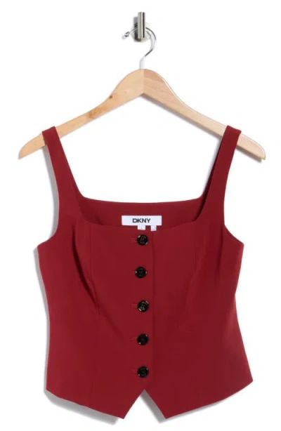 Dkny Button Front Vest In Red