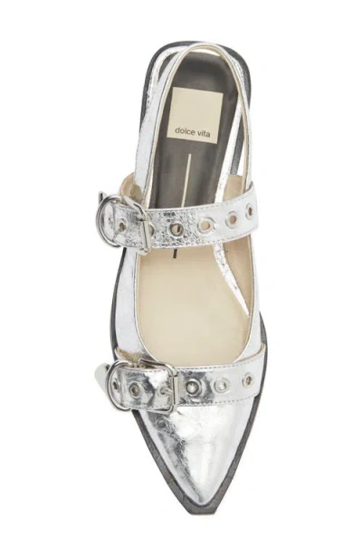 Dolce Vita Labell Pointed Toe Slingback Flat In Silver
