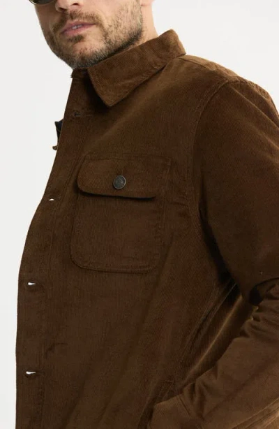 Jachs Stretch Cotton Corduroy Faux Shearling Lined Jacket In Brown