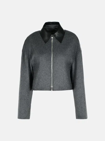 Sportmax 'vacuo' Anthracite Virgin Wool Jacket In Gray