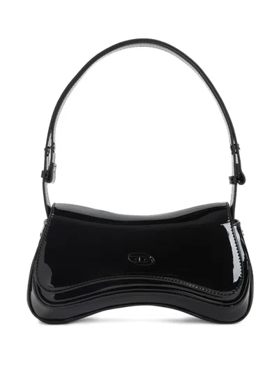 Diesel Medium Play Bag In Black Patent Leather In Black