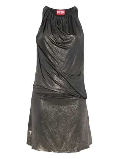 Diesel Short Dress With Metallic Effect In Gray