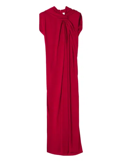 Lanvin Long Draped Dress In Red
