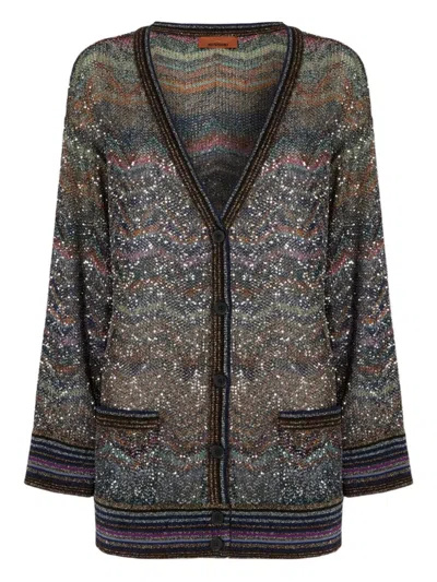 Missoni Oversized V-neck Cardigan With Zigzag Pattern In Multi