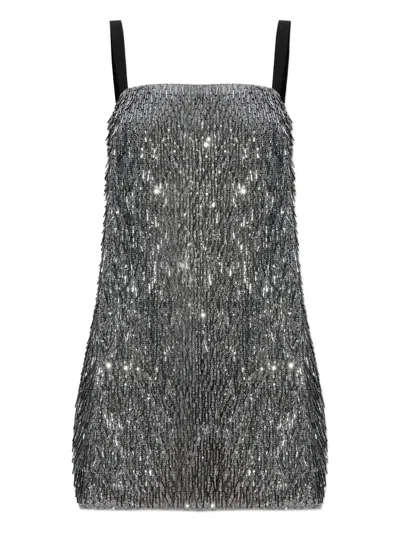 Dolce & Gabbana Sequined Mini Dress In Silver