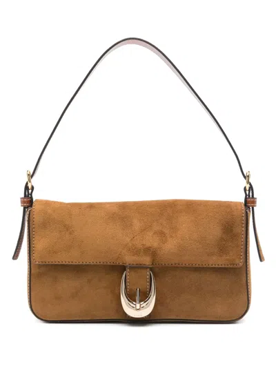 Staud Shoulder Bag With Adjustable Strap And Gold-tone Hardware In Brown