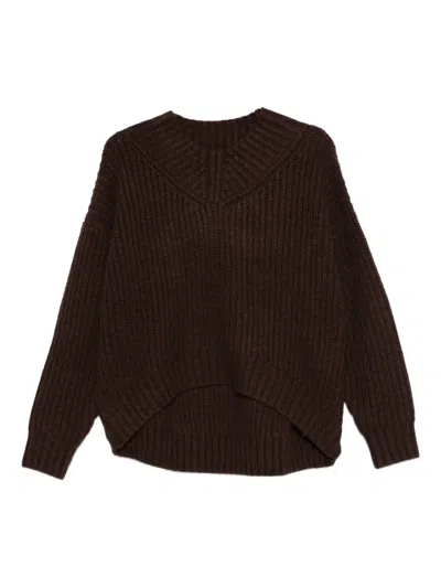 Staud Ribbed V-neck Sweater In Brown