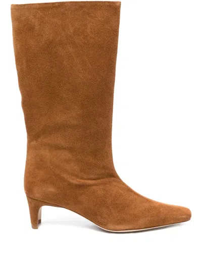 Staud 60mm Wally Pointed-toe Boots In Brown