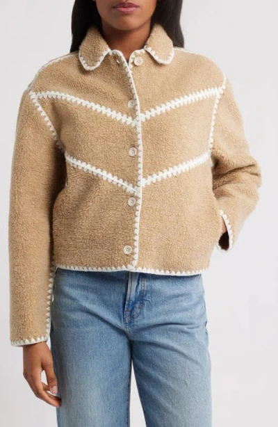 Ugg Ellison Fluff Shell Fleece Jacket In Neutral