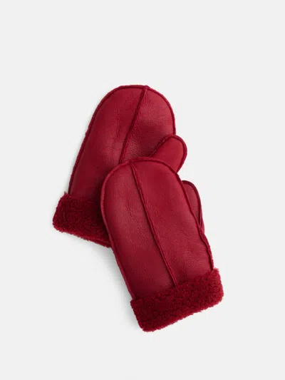 Alex Mill Owen Barry X  Mittens In Suede Shearling In Red