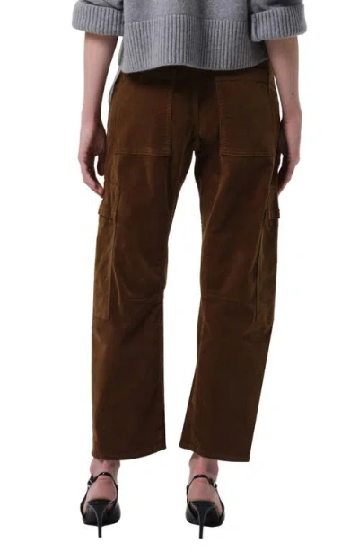Citizen Of Humanity Citizens Of Humanity Marcelle Low Rise Barrel Corduroy Cargo Pants In Burgundy