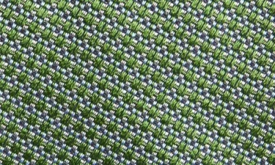 David Donahue Micro Geo Pattern Silk Classic Tie In Green