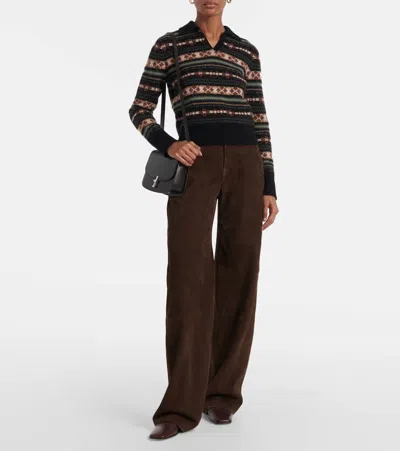 Vince Mid Rise Suede Trousers In Brown