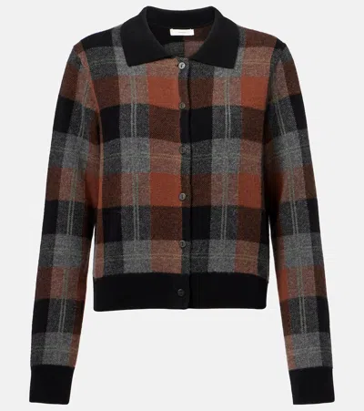 Vince Cashmere Plaid Button-front Sweater In Multi