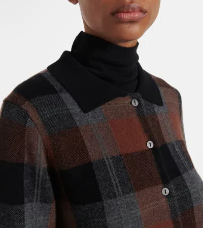 Vince Cashmere Plaid Button-front Sweater In Multi