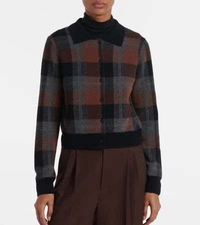 Vince Cashmere Plaid Button-front Sweater In Multi