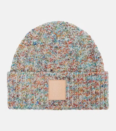 Loewe Logo Wool And Cashmere-blend Beanie In Multi