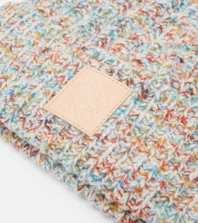 Loewe Logo Wool And Cashmere-blend Beanie In Multi