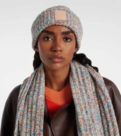 Loewe Logo Wool And Cashmere-blend Beanie In Multi
