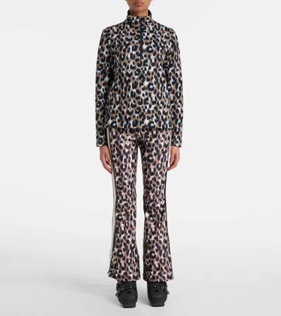 ELANCIA豹纹印花滑雪裤