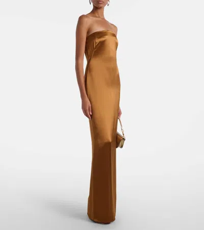 缎布紧身胸衣式长礼服