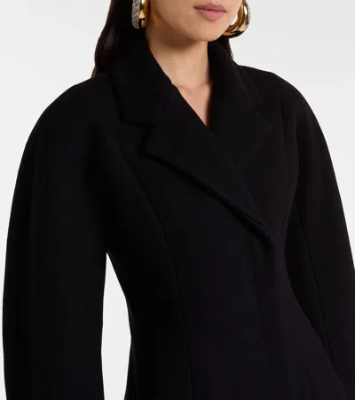 Jacquemus Womens Black Curvo Notch-lapels Wool Coat In Black