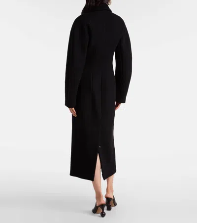 Jacquemus Womens Black Curvo Notch-lapels Wool Coat In Black