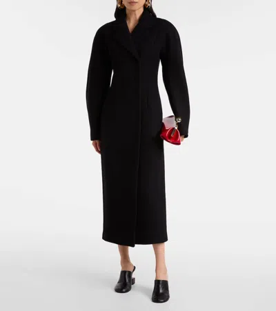 Jacquemus Womens Black Curvo Notch-lapels Wool Coat In Black