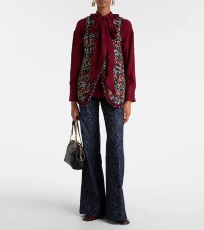 Etro Black Shoulder Bag With Chain-link Shoulder Strap And Tag With Embossed Logo On The Front In Leather In Black