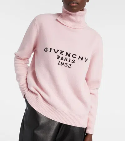 Givenchy Turtleneck Logo Wool-cashmere Sweater In Pink