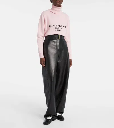 Givenchy Turtleneck Logo Wool-cashmere Sweater In Pink