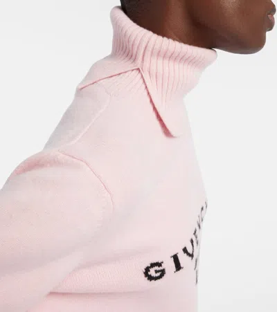 Givenchy Turtleneck Logo Wool-cashmere Sweater In Pink