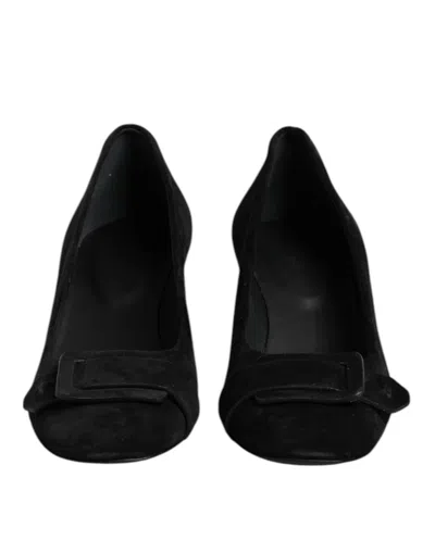Del Carlo Black Suede Leather Slip On High Heels Pump Shoes In Animal Print