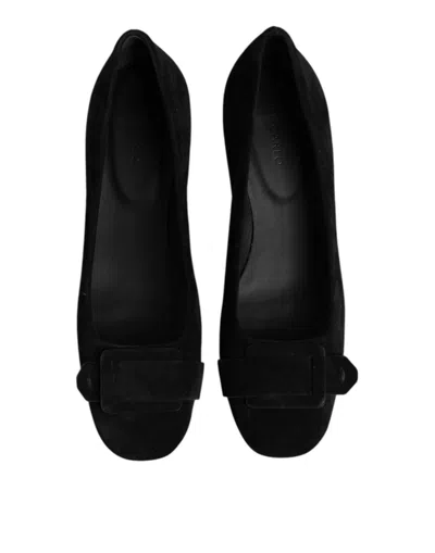 Del Carlo Black Suede Leather Slip On High Heels Pump Shoes In Animal Print