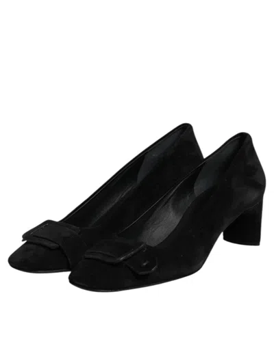 Del Carlo Black Suede Leather Slip On High Heels Pump Shoes In Animal Print