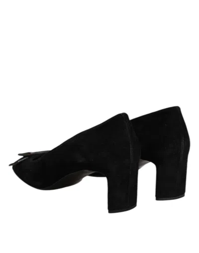 Del Carlo Black Suede Leather Slip On High Heels Pump Shoes In Animal Print
