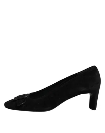 Del Carlo Black Suede Leather Slip On High Heels Pump Shoes In Animal Print