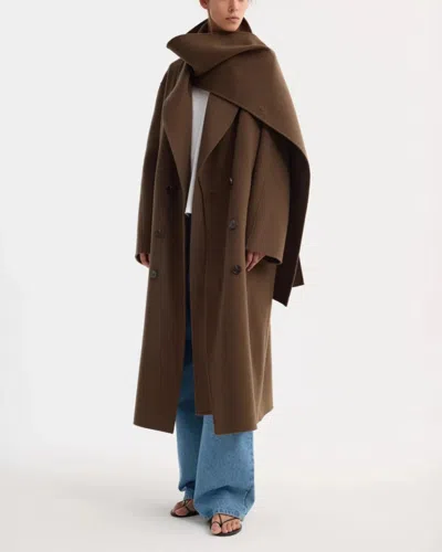 Rohe Signature Double-faced Scarf Coat In Brown
