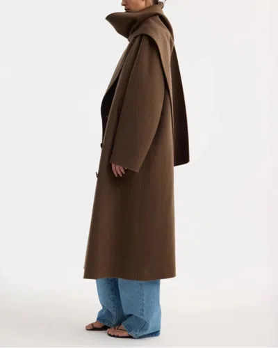 Rohe Signature Double-faced Scarf Coat In Brown