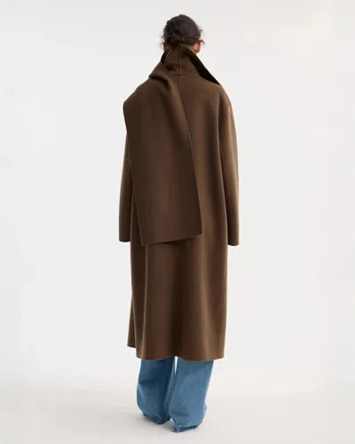 Rohe Signature Double-faced Scarf Coat In Brown