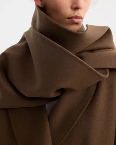 Rohe Signature Double-faced Scarf Coat In Brown