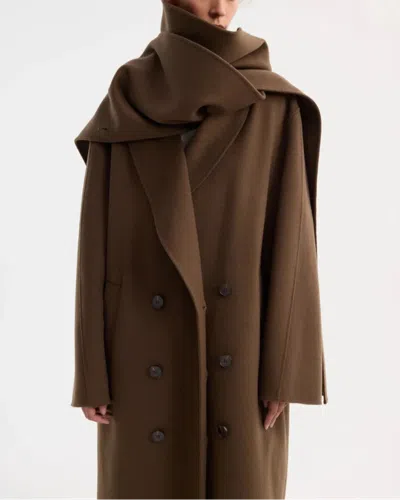 Rohe Signature Double-faced Scarf Coat In Brown