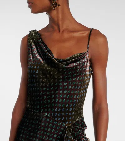 Dries Van Noten Asymmetric Printed Gown In Multi