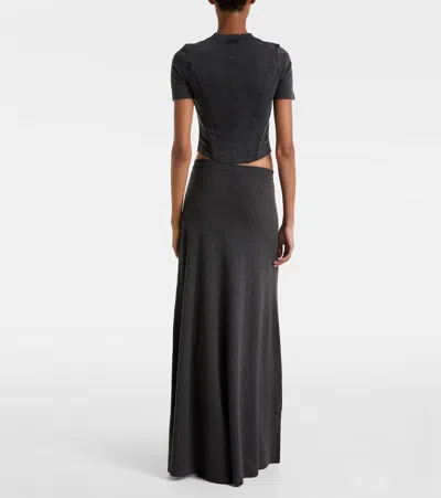 Balenciaga Washed Black Corset-style T-shirt In Gray