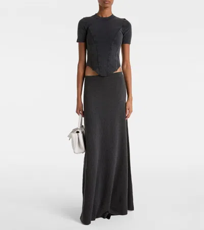 Balenciaga Washed Black Corset-style T-shirt In Gray