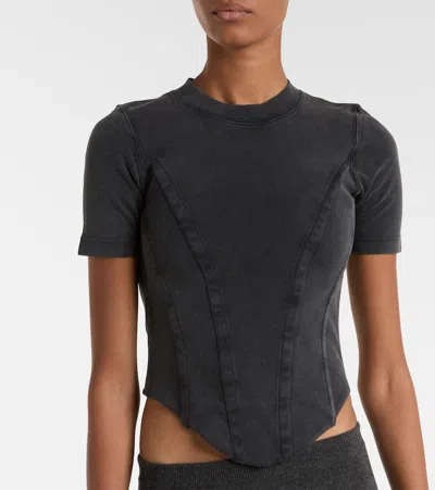 Balenciaga Washed Black Corset-style T-shirt In Gray