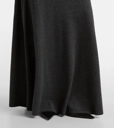 Balenciaga Long Grey Wool Skirt In Gray