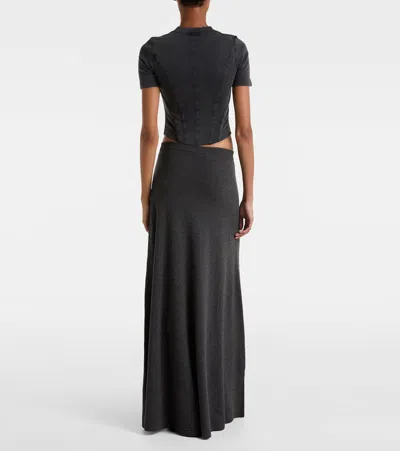 Balenciaga Long Grey Wool Skirt In Gray